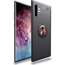 Case World Samsung Galaxy Note 10 Pro Kılıf Renkli Yüzüklü Manyetik Silikon Kapak Siyah - Rose Gold
