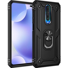 Case World Xiaomi K30 Kapak Military Yüzüklü Stantlı Panzer Tank Kılıf Siyah