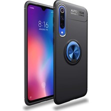 Case World Xiaomi Mi 9 Lite Kılıf Renkli Yüzüklü Manyetik Silikon Kapak Siyah - Mavi