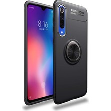 Case World Xiaomi Mi 9 SE Kılıf Renkli Yüzüklü Manyetik Silikon Kapak Siyah
