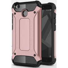 Case World Xiaomi Redmi 4X Kapak Çift Katmanlı Zırh Tank Kılıf Rose Gold