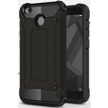 Case World Xiaomi Redmi 4X Kapak Çift Katmanlı Zırh Tank Kılıf Siyah