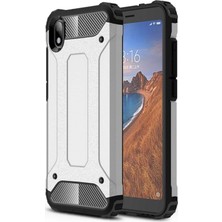 Case World Xiaomi Redmi 7A Kapak Çift Katmanlı Zırh Tank Kılıf Gri