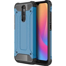Case World Xiaomi Redmi 8 Kapak Çift Katmanlı Zırh Tank Kılıf Mavi