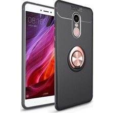 Case World Xiaomi Redmi Note 4X Kılıf Renkli Yüzüklü Manyetik Silikon Kapak Siyah - Rose Gold