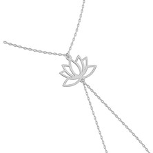 İndigo Takı Sade Lotus Çiçeği Beyaz Gümüş Şahmeran