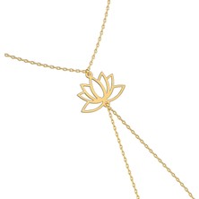 İndigo Takı Sade Lotus Çiçeği Altın Kaplama Gümüş Şahmeran