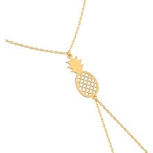 İndigo Takı Sade Ananas Altın Kaplama Gümüş Şahmeran