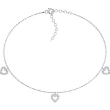 İndigo Takı Sallanan Kalpler Beyaz Gümüş Bileklik