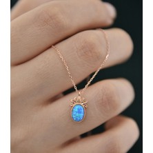 Papatya Silver 925 Ayar Gümüş Rose Kaplama Turkuaz Opal Taşlı Ananas Kolye