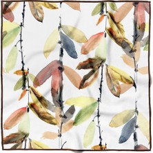 Moda Butik B108 Kadın Yaprak Desenli Bandana 50x50 Yeşil Kahverengi DG0443-22 Snz