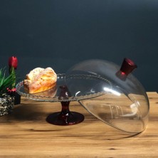 Paşabahçe Kırmızı Ayaklı Kapaklı Pasta Fanus 95200