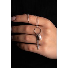 Zarif Silver Incili Salkım Beyaz Altın Kaplama Gümüş Kolye 925 Ayar