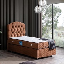 Setay Zümrüt Tek Kişilik Baza Başlık Orthosoft Yatak Seti - Açık Kahve