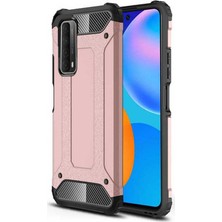 Case 4U Huawei P Smart 2021 Kılıf Military Armor Çift Katmanlı Crash Silikon Kılıf Rose Gold