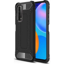 Case 4U Huawei P Smart 2021 Kılıf Military Armor Çift Katmanlı Crash Silikon Kılıf Siyah