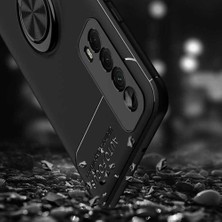 Case 4U Huawei P Smart 2021 Kılıf Autofocus Shockprof Ravel Yüzüklü Standlı Slikon Kapak Siyah