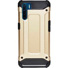 Case 4U Oppo A91 Kılıf Military Armor Çift Katmanlı Crash Silikon Kılıf Altın