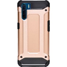 Case 4U Oppo A91 Kılıf Military Armor Çift Katmanlı Crash Silikon Kılıf Rose Gold