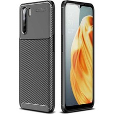 Case 4U Oppo A91 Kılıf Rugged Armor Karbon Desenli Lüx Negro Silikon Arka Kapak Siyah