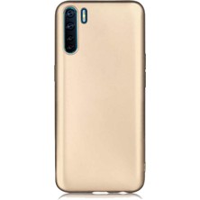 Case 4U Oppo A91 Kılıf Klasik Mat Renkli Yumuşak Premier Silikon Altın