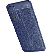 Case 4U Oppo Realme 7 Kılıf Rugan Armor Deri Görünümlü Yüksek Kalite Silikon Niss Kırmızı