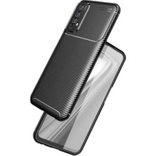 Case 4U Oppo Realme 7 Kılıf Rugged Armor Karbon Desenli Lüx Negro Silikon Arka Kapak Siyah