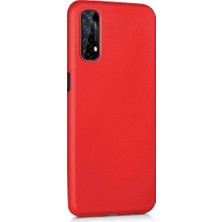 Case 4U Oppo Realme 7 Kılıf Klasik Mat Renkli Yumuşak Premier Silikon Kırmızı