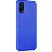 Case 4U Oppo Realme 7 Pro Kılıf Klasik Mat Renkli Yumuşak Premier Silikon Saks Mavi