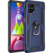 Case 4U Galaxy M51 Kılıf Çift Katmanlı Yüzüklü Manyetik Vega Kapak Lacivert