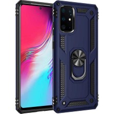 Case 4U Samsung Galaxy S20 Plus Kılıf Çift Katmanlı Yüzüklü Manyetik Vega Kapak Lacivert