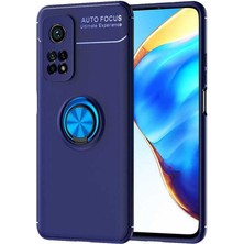 Case 4U Xiaomi Mi 10T Kılıf Autofocus Shockprof Ravel Yüzüklü Standlı Slikon Kapak Lacivert