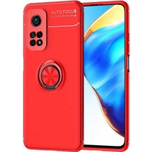 Case 4U Xiaomi Mi 10T Pro Kılıf Autofocus Shockprof Ravel Yüzüklü Standlı Slikon Kapak Kırmızı