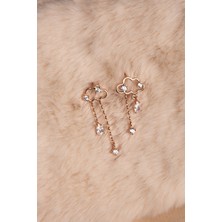 Hiç Gümüş Bulut Motifli Parlak Zirkon Taşlı Rose Altın Kaplama Gümüş Küpe 925 Ayar