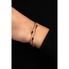 Hiç Gümüş Gümüş Toplu Beyaz Altın Kaplama Kadın Bileklik 925 Ayar