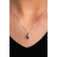 Hiç Gümüş Deniz Kabuklu Rose Altın Kaplama Kadın Gümüş Kolye 925 Ayar