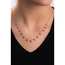 Hiç Gümüş Zultanit Taşlı Rose Altın Kaplama Kadın Gümüş Kolye 925 Ayar