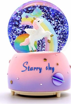Kanguru Sepeti Unicorn Işıklı Müzikli Kar Motorlu Kar Küresi Büyük Boy
