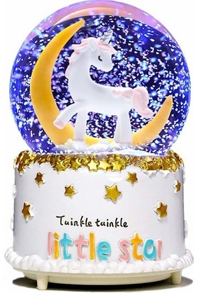 Kanguru Sepeti Unicorn Temalı Işıklı Müzikli Kar Motorlu Kar Küresi Büyük Boy