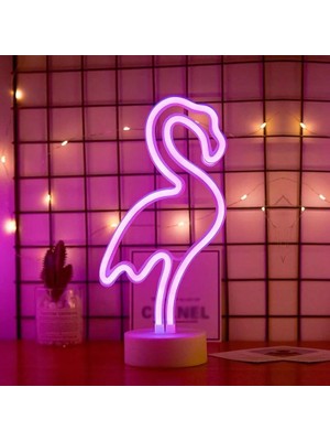 Orijinaldükkan Neon Işıklı Dekoratif Flamingo Masa Gece Lambası