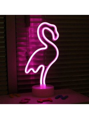 Orijinaldükkan Neon Işıklı Dekoratif Flamingo Masa Gece Lambası