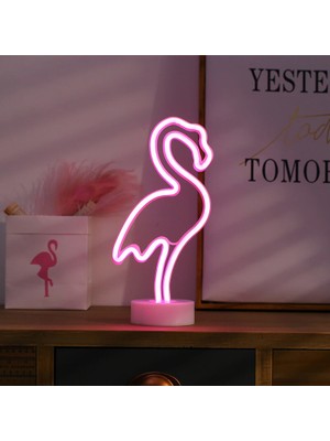 Orijinaldükkan Neon Işıklı Dekoratif Flamingo Masa Gece Lambası