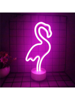 Orijinaldükkan Neon Işıklı Dekoratif Flamingo Masa Gece Lambası