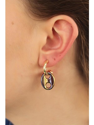 Moco Renkli Hematit Taşlı Küpe Seti