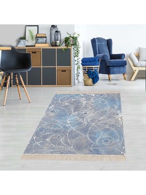 Bona Fortuna Geometrik Sarmal Desenli Dijital Baskı Yıkanabilir Kaymaz Taban Modern Salon Salon Halısı