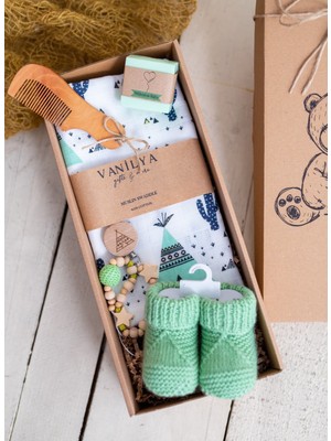 Vanilya Yenidoğan Erkek Bebek Hediye Seti- Boho Çadır-Hoşgeldin Bebek Hediyesi