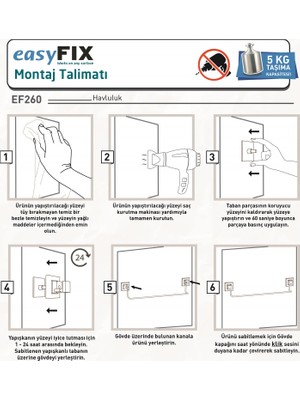 Teknotel  Easyfıx Yapışkanlı Uzun Havluluk Mat Siyah EF260