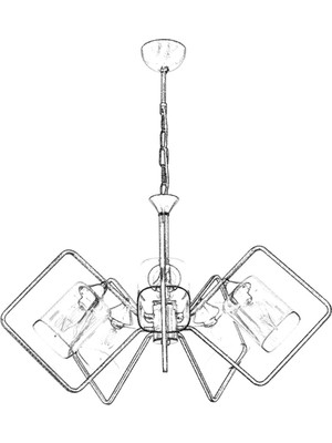 AVONNI AV-60103-5E Eskitme Kaplama Modern Avize E14 Metal Cam 55cm