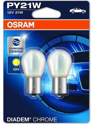 Osram Sinyal Ampulü 12V 21W Krom Kaplama PY21W Chrome Design Sarı Işık 7507-DC-02B