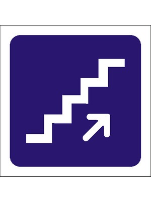 İzmir Serigafi Merdiven Yukarı Ok 2.6 mm PVC Yönlendirme Levhası 12 x 12 cm